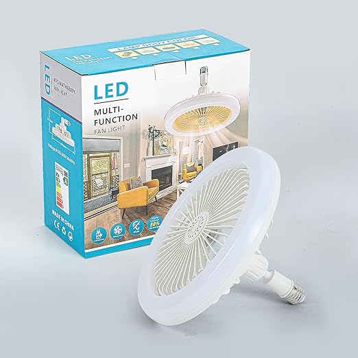 Ventilador de techo con luz, lámpara LED rotación de 360 °