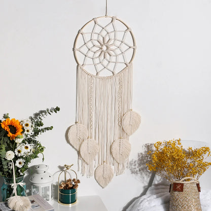 Atrapasueños de macramé bohemio para colgar en la pared, decoración nórdica, tapiz hecho a mano, adornos para el hogar, decoración de la sala de estar (dreamcatcher D7655)